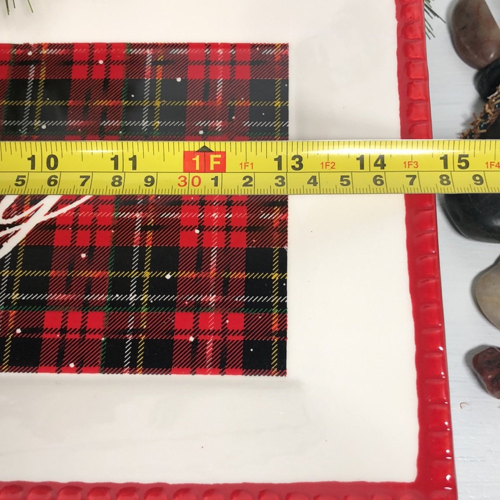 Plaid “Joy” Serving Platter Tray NWT Christmas Holiday Serving Tray Decor - Picture 13 of 14